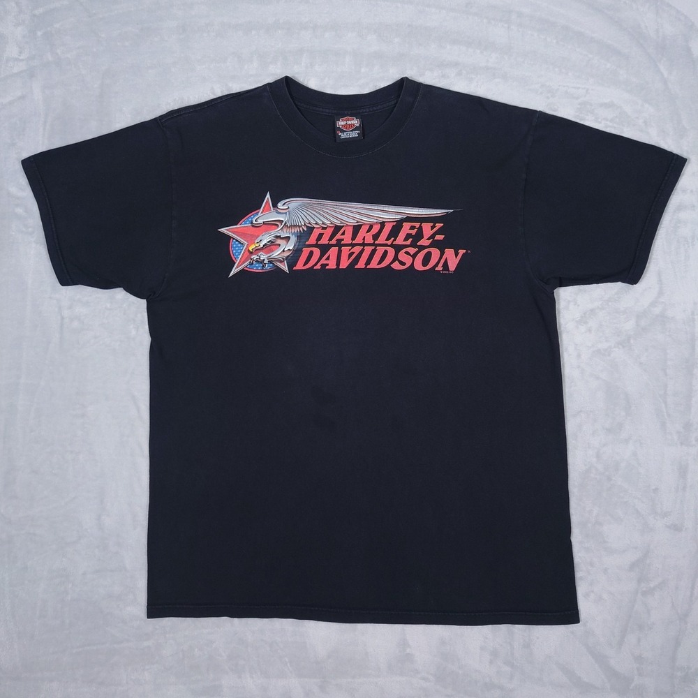 Harley Davidson Metal Eagle Mens XL Biker T-Shirt Double Sided 2003 Black
